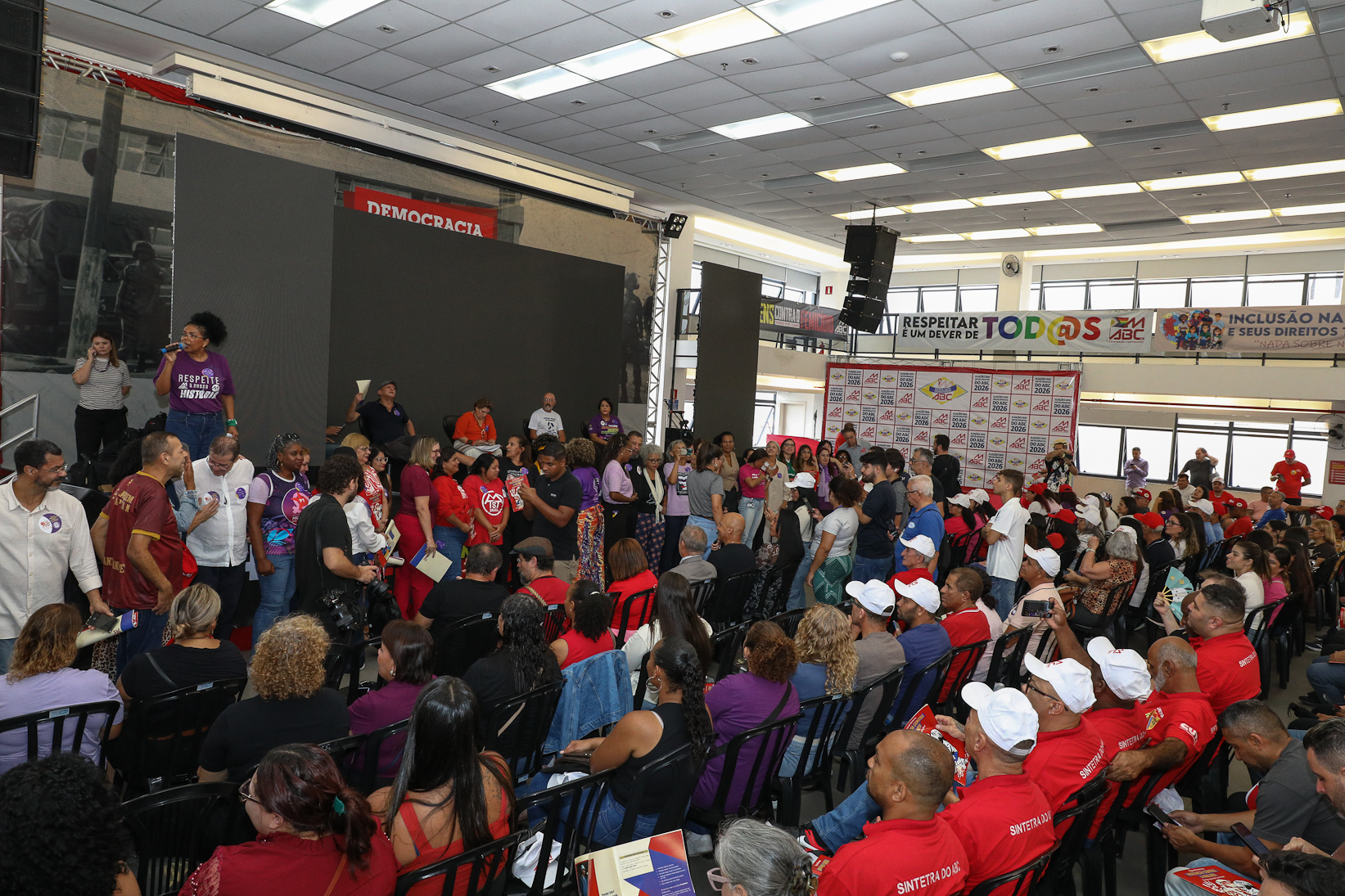 Lançamento da cartilha papo de homen contra a violência a mulher no Sindicato dos Metelúrgicos do ABC com a presensa da ministra das Mulheres do Governo Federal, Márcia Lopes realizado no Sindicato dos Metalúrgicos do ABC. Rua João Basso, 231 - Centro de SBC/SP. Fotos Dino Santos. Brasil_19_03_2026.