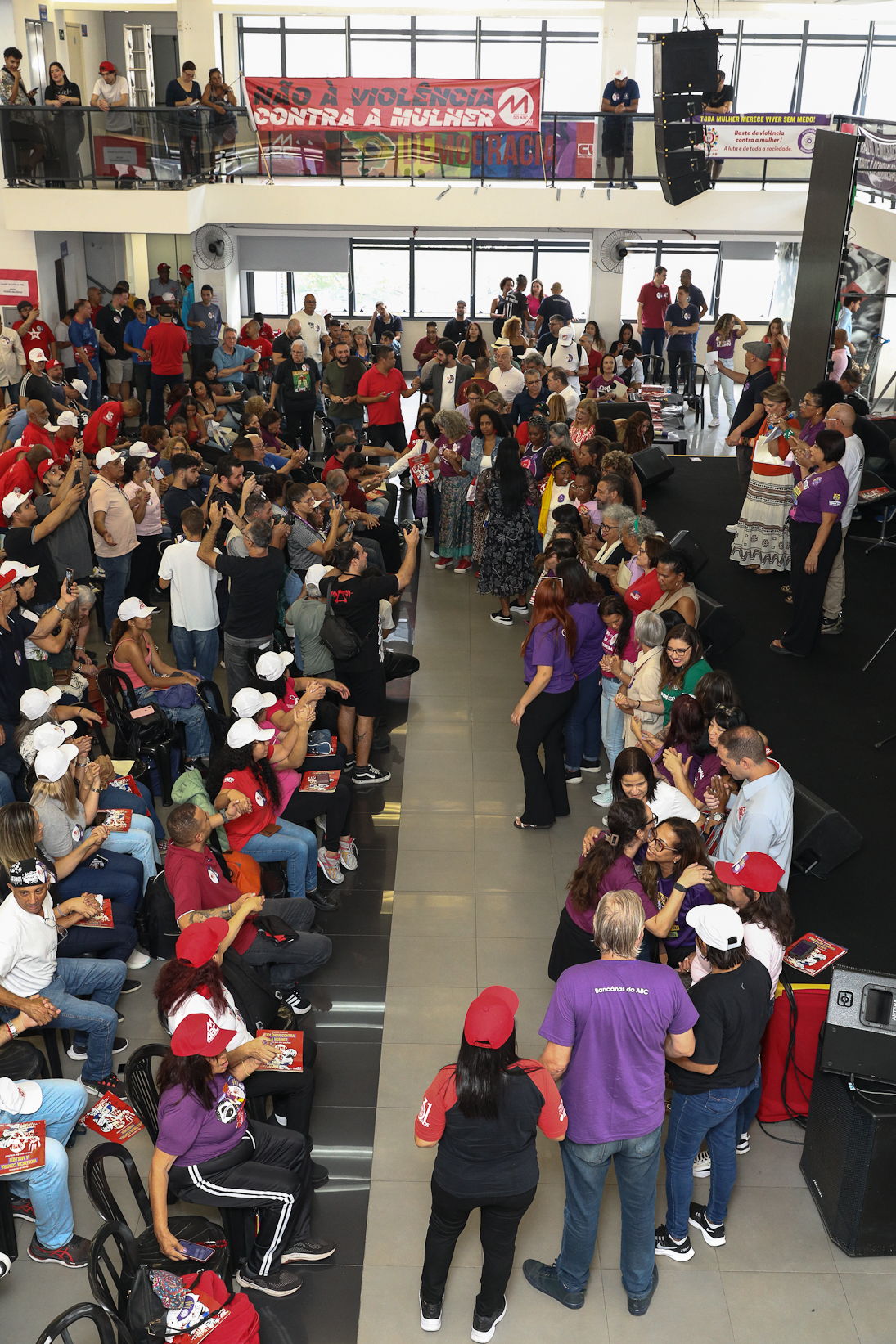 Lançamento da cartilha papo de homen contra a violência a mulher no Sindicato dos Metelúrgicos do ABC com a presensa da ministra das Mulheres do Governo Federal, Márcia Lopes realizado no Sindicato dos Metalúrgicos do ABC. Rua João Basso, 231 - Centro de SBC/SP. Fotos Dino Santos. Brasil_19_03_2026.