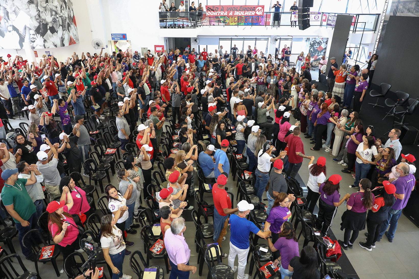 Lançamento da cartilha papo de homen contra a violência a mulher no Sindicato dos Metelúrgicos do ABC com a presensa da ministra das Mulheres do Governo Federal, Márcia Lopes realizado no Sindicato dos Metalúrgicos do ABC. Rua João Basso, 231 - Centro de SBC/SP. Fotos Dino Santos. Brasil_19_03_2026.
