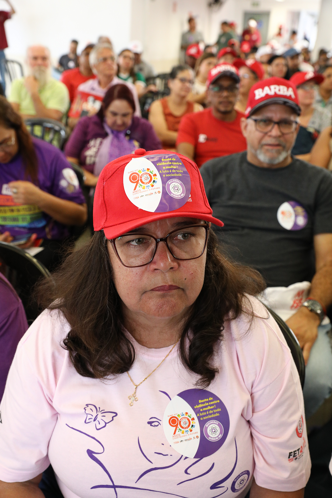 Lançamento da cartilha papo de homen contra a violência a mulher no Sindicato dos Metelúrgicos do ABC com a presensa da ministra das Mulheres do Governo Federal, Márcia Lopes realizado no Sindicato dos Metalúrgicos do ABC. Rua João Basso, 231 - Centro de SBC/SP. Fotos Dino Santos. Brasil_19_03_2026.