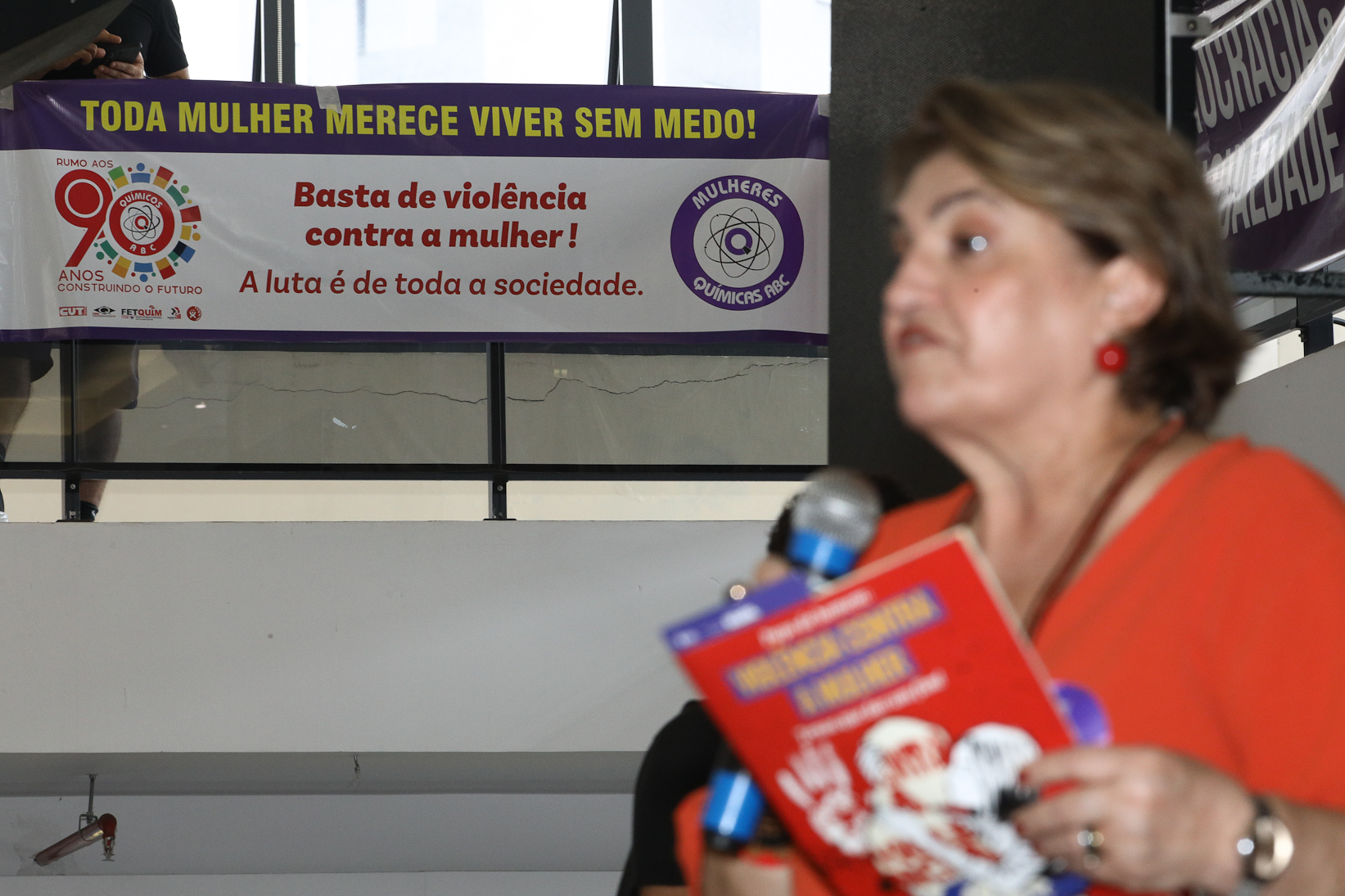 Lançamento da cartilha papo de homen contra a violência a mulher no Sindicato dos Metelúrgicos do ABC com a presensa da ministra das Mulheres do Governo Federal, Márcia Lopes realizado no Sindicato dos Metalúrgicos do ABC. Rua João Basso, 231 - Centro de SBC/SP. Fotos Dino Santos. Brasil_19_03_2026.