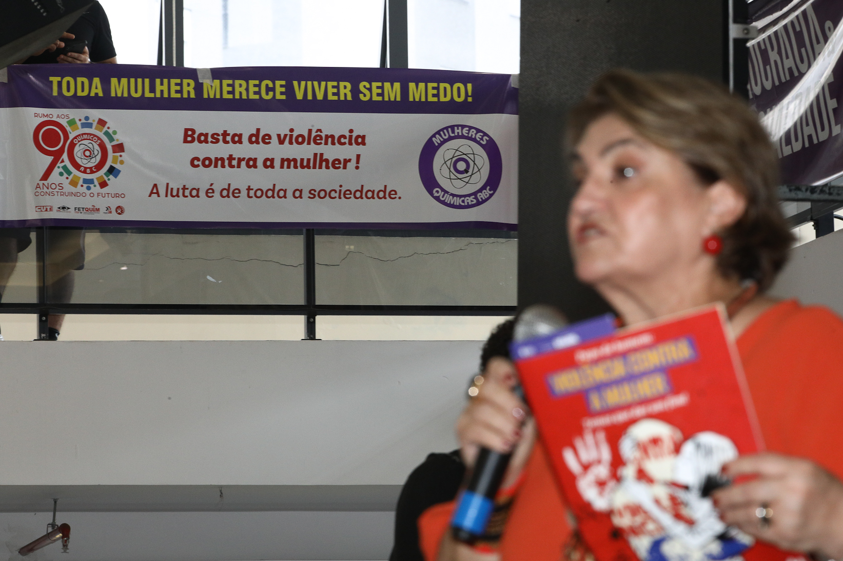 Lançamento da cartilha papo de homen contra a violência a mulher no Sindicato dos Metelúrgicos do ABC com a presensa da ministra das Mulheres do Governo Federal, Márcia Lopes realizado no Sindicato dos Metalúrgicos do ABC. Rua João Basso, 231 - Centro de SBC/SP. Fotos Dino Santos. Brasil_19_03_2026.