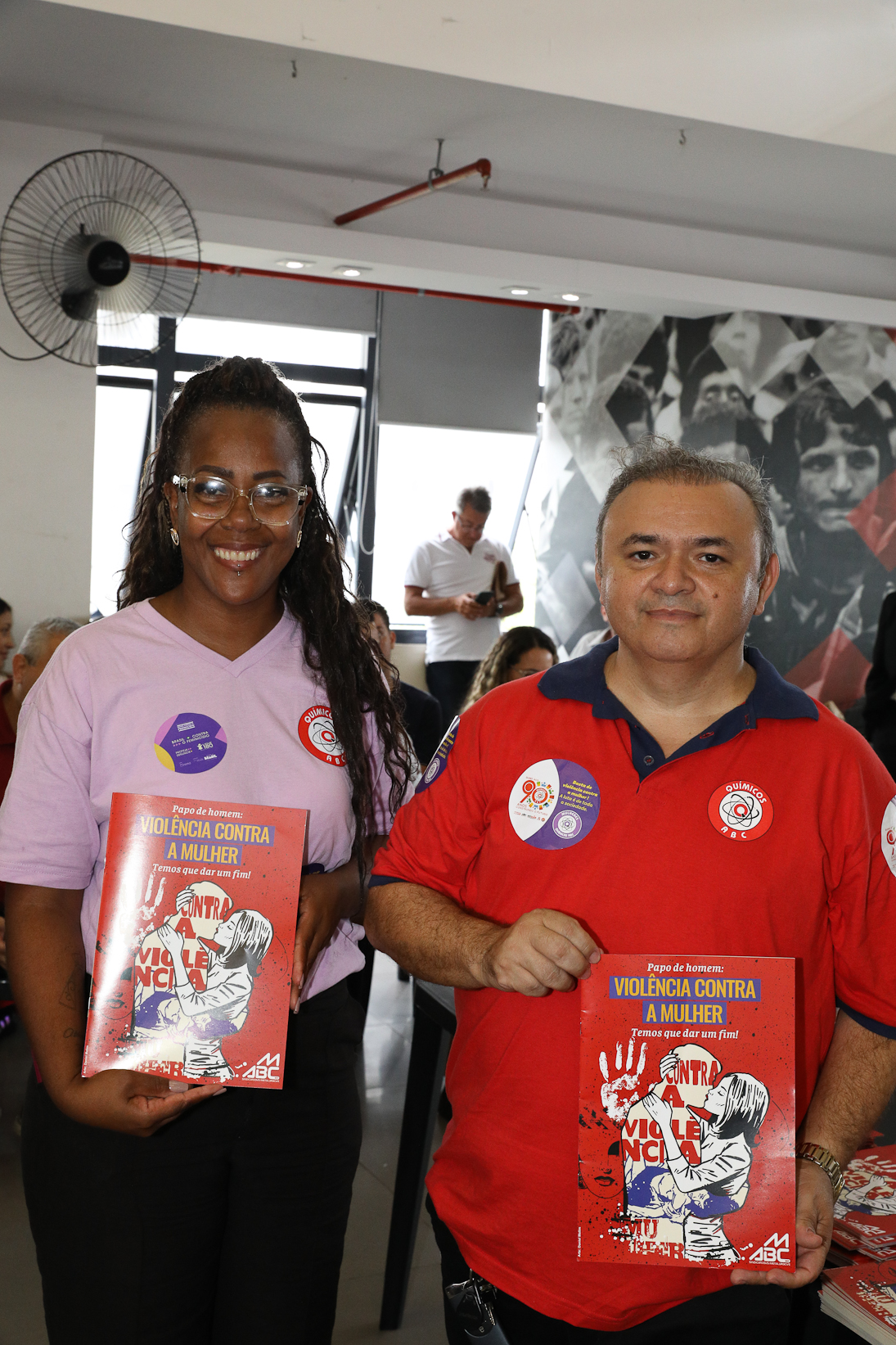 Lançamento da cartilha papo de homen contra a violência a mulher no Sindicato dos Metelúrgicos do ABC com a presensa da ministra das Mulheres do Governo Federal, Márcia Lopes realizado no Sindicato dos Metalúrgicos do ABC. Rua João Basso, 231 - Centro de SBC/SP. Fotos Dino Santos. Brasil_19_03_2026.