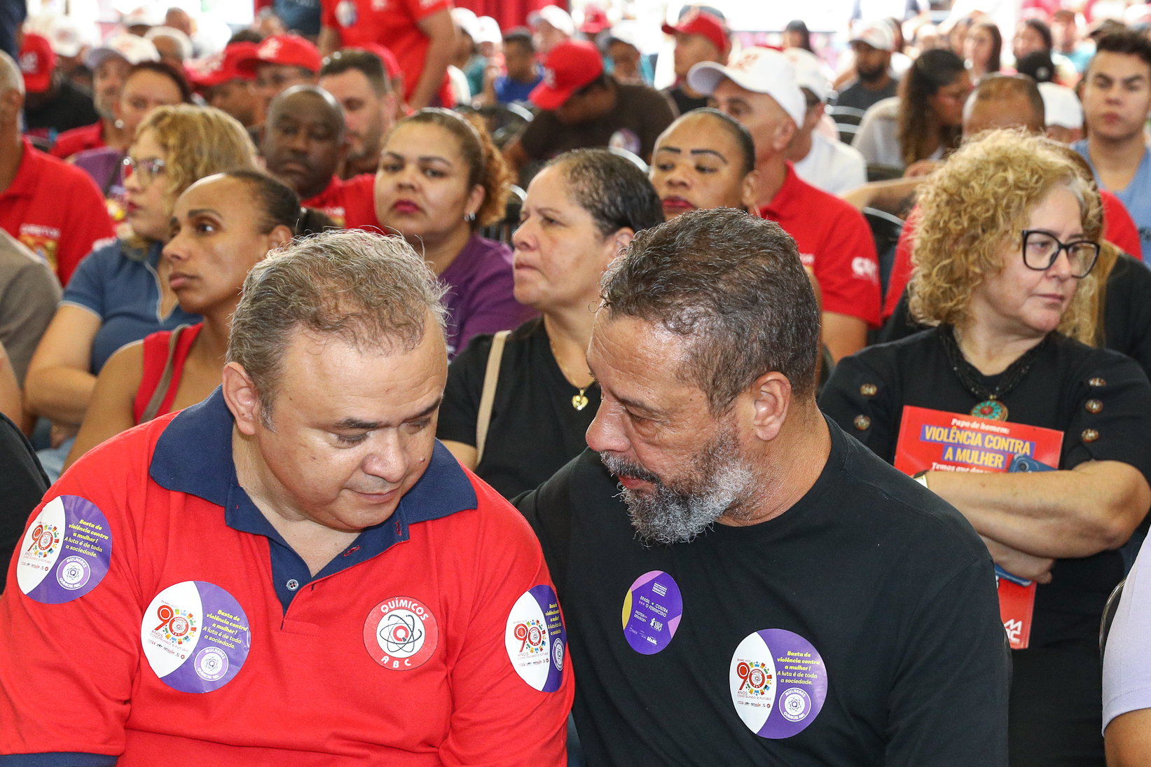 Lançamento da cartilha papo de homen contra a violência a mulher no Sindicato dos Metelúrgicos do ABC com a presensa da ministra das Mulheres do Governo Federal, Márcia Lopes realizado no Sindicato dos Metalúrgicos do ABC. Rua João Basso, 231 - Centro de SBC/SP. Fotos Dino Santos. Brasil_19_03_2026.