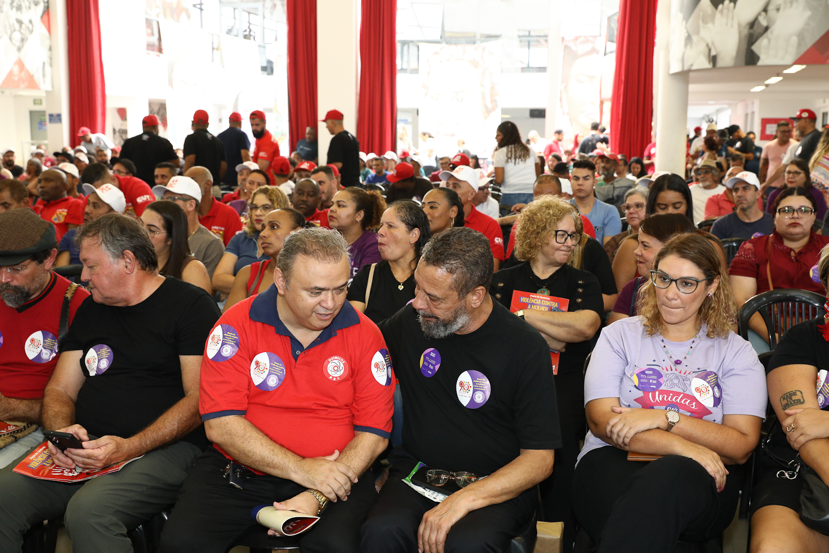 Lançamento da cartilha papo de homen contra a violência a mulher no Sindicato dos Metelúrgicos do ABC com a presensa da ministra das Mulheres do Governo Federal, Márcia Lopes realizado no Sindicato dos Metalúrgicos do ABC. Rua João Basso, 231 - Centro de SBC/SP. Fotos Dino Santos. Brasil_19_03_2026.