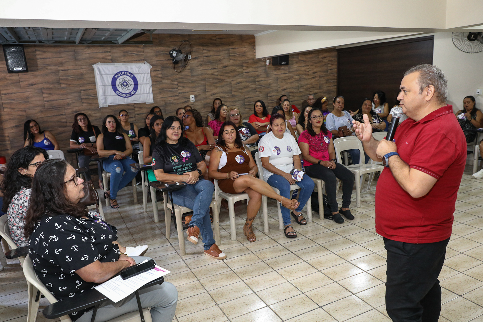 Roda de conversa entre as Mulheres Químicas do ABC com o tema; Combate á violência a mulher realizado na sede do Sindicato dos Químicos do BAC. Rua dos Brilhantes, 232 - Jardim Donini, Diadema/SP. Fotos Dino Santos. Brasil_20_03_2026.