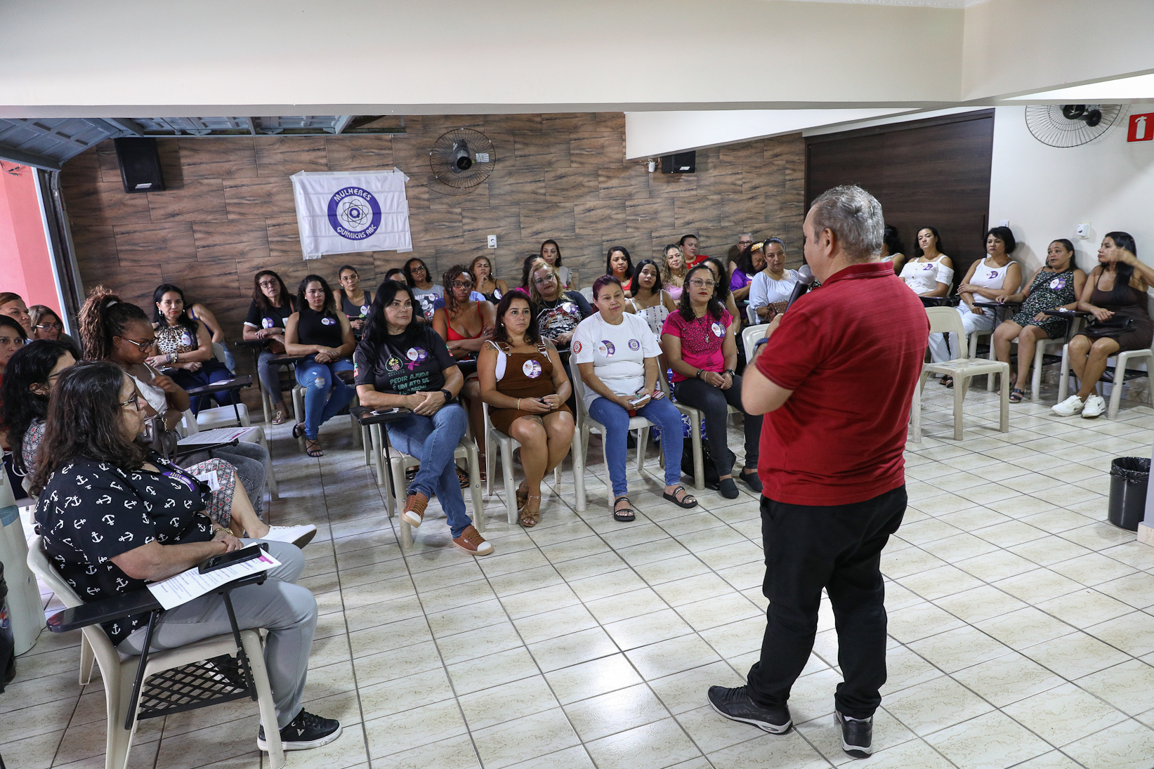 Roda de conversa entre as Mulheres Químicas do ABC com o tema; Combate á violência a mulher realizado na sede do Sindicato dos Químicos do BAC. Rua dos Brilhantes, 232 - Jardim Donini, Diadema/SP. Fotos Dino Santos. Brasil_20_03_2026.