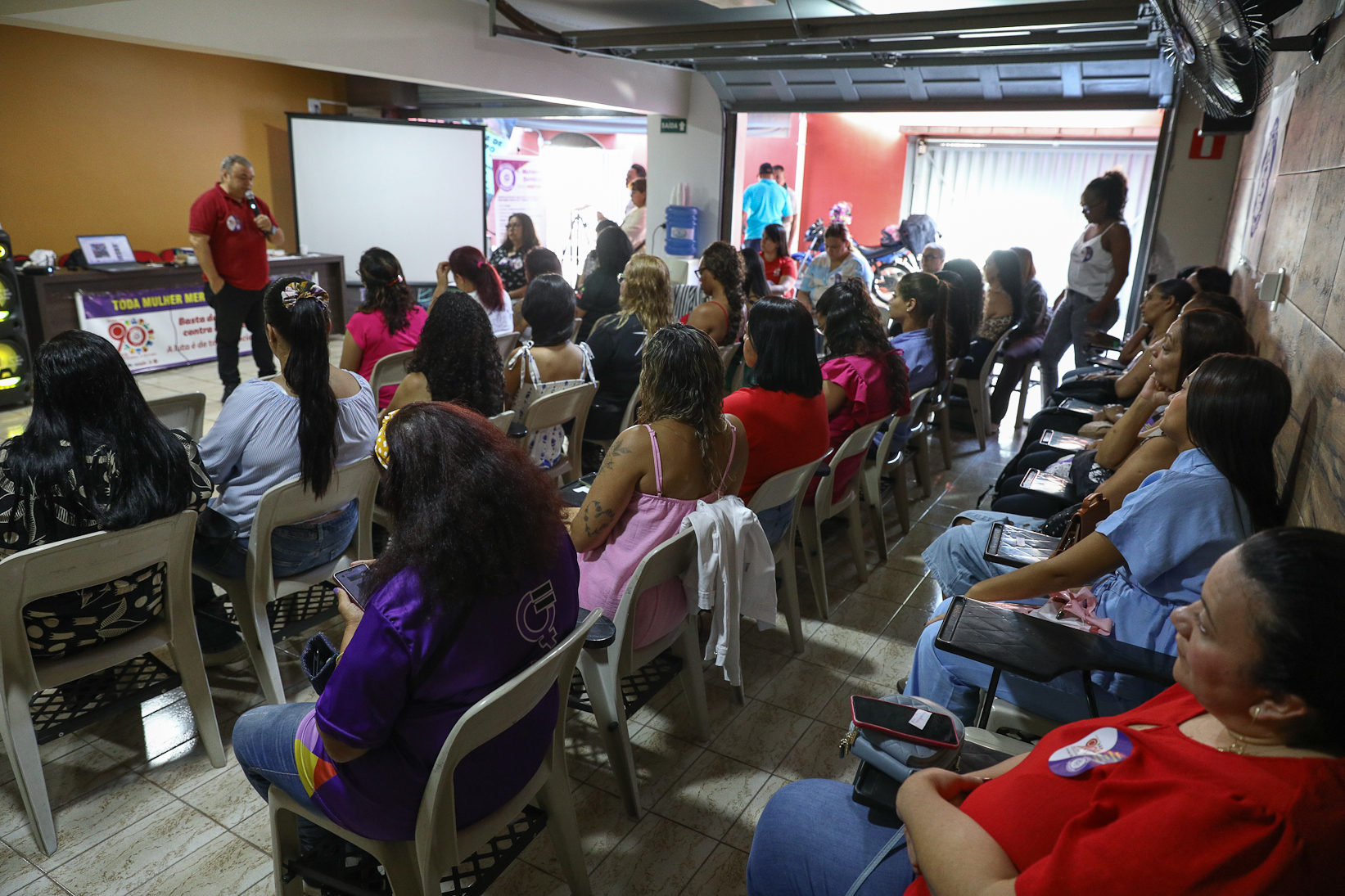 Roda de conversa entre as Mulheres Químicas do ABC com o tema; Combate á violência a mulher realizado na sede do Sindicato dos Químicos do BAC. Rua dos Brilhantes, 232 - Jardim Donini, Diadema/SP. Fotos Dino Santos. Brasil_20_03_2026.