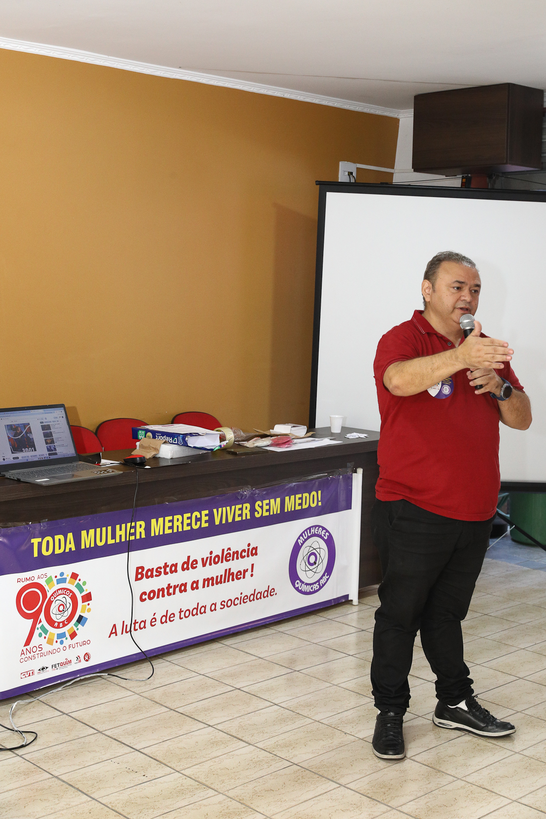 Roda de conversa entre as Mulheres Químicas do ABC com o tema; Combate á violência a mulher realizado na sede do Sindicato dos Químicos do BAC. Rua dos Brilhantes, 232 - Jardim Donini, Diadema/SP. Fotos Dino Santos. Brasil_20_03_2026.