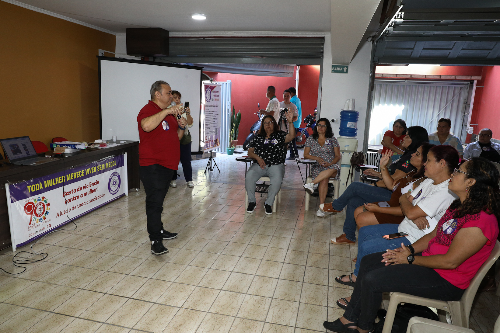 Roda de conversa entre as Mulheres Químicas do ABC com o tema; Combate á violência a mulher realizado na sede do Sindicato dos Químicos do BAC. Rua dos Brilhantes, 232 - Jardim Donini, Diadema/SP. Fotos Dino Santos. Brasil_20_03_2026.