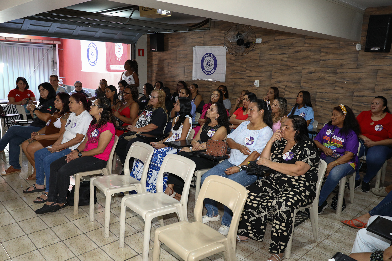 Roda de conversa entre as Mulheres Químicas do ABC com o tema; Combate á violência a mulher realizado na sede do Sindicato dos Químicos do BAC. Rua dos Brilhantes, 232 - Jardim Donini, Diadema/SP. Fotos Dino Santos. Brasil_20_03_2026.