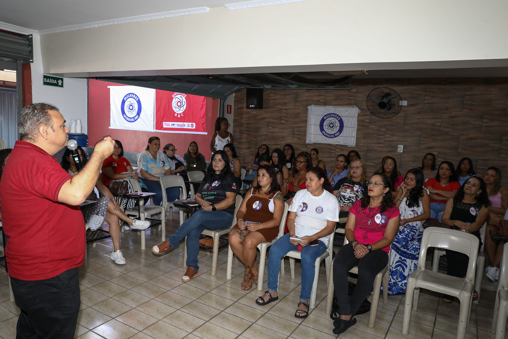Roda de conversa entre as Mulheres Químicas do ABC com o tema; Combate á violência a mulher realizado na sede do Sindicato dos Químicos do BAC. Rua dos Brilhantes, 232 - Jardim Donini, Diadema/SP. Fotos Dino Santos. Brasil_20_03_2026.