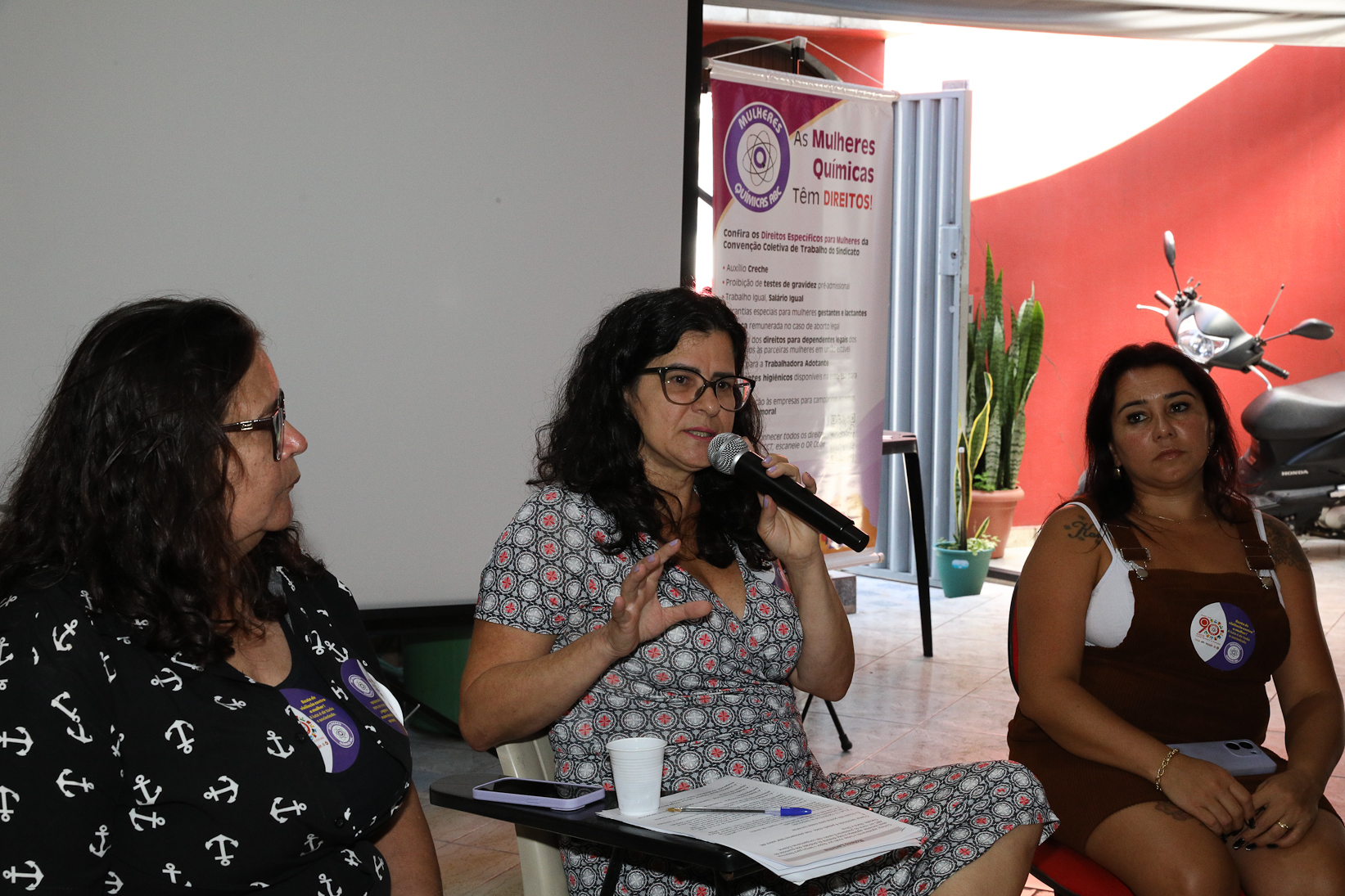 Roda de conversa entre as Mulheres Químicas do ABC com o tema; Combate á violência a mulher realizado na sede do Sindicato dos Químicos do BAC. Rua dos Brilhantes, 232 - Jardim Donini, Diadema/SP. Fotos Dino Santos. Brasil_20_03_2026.