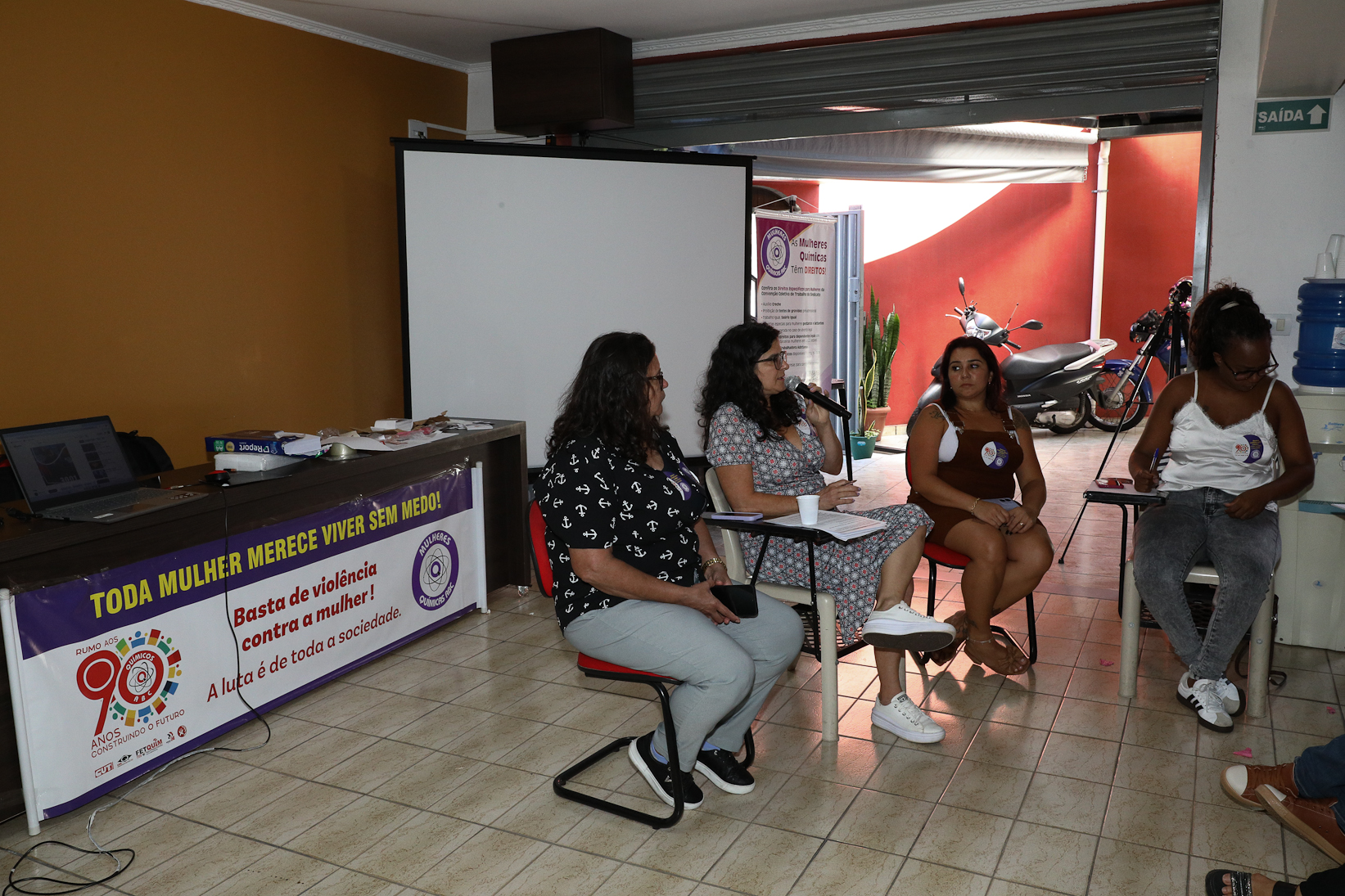 Roda de conversa entre as Mulheres Químicas do ABC com o tema; Combate á violência a mulher realizado na sede do Sindicato dos Químicos do BAC. Rua dos Brilhantes, 232 - Jardim Donini, Diadema/SP. Fotos Dino Santos. Brasil_20_03_2026.