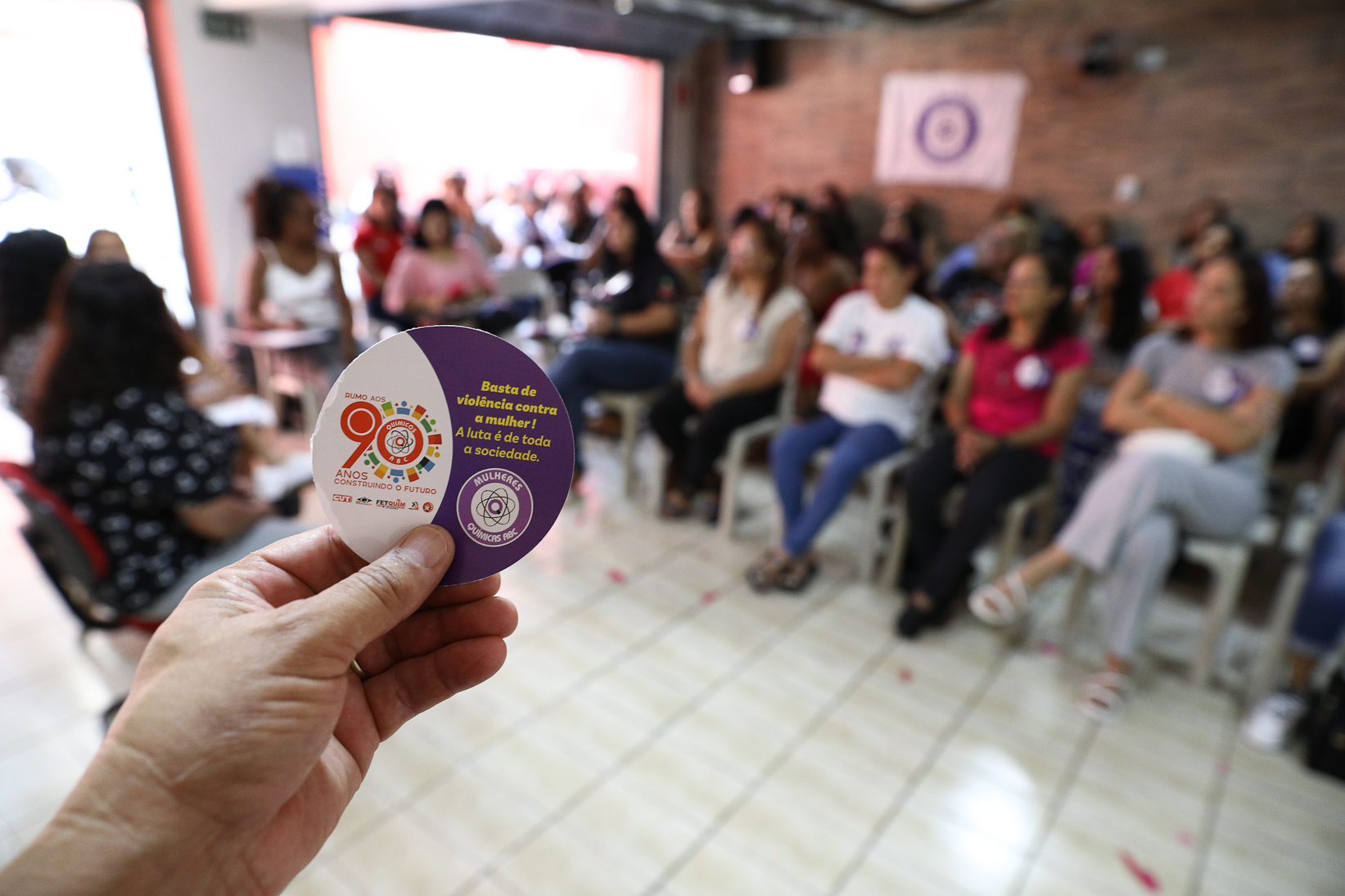 Roda de conversa entre as Mulheres Químicas do ABC com o tema; Combate á violência a mulher realizado na sede do Sindicato dos Químicos do BAC. Rua dos Brilhantes, 232 - Jardim Donini, Diadema/SP. Fotos Dino Santos. Brasil_20_03_2026.