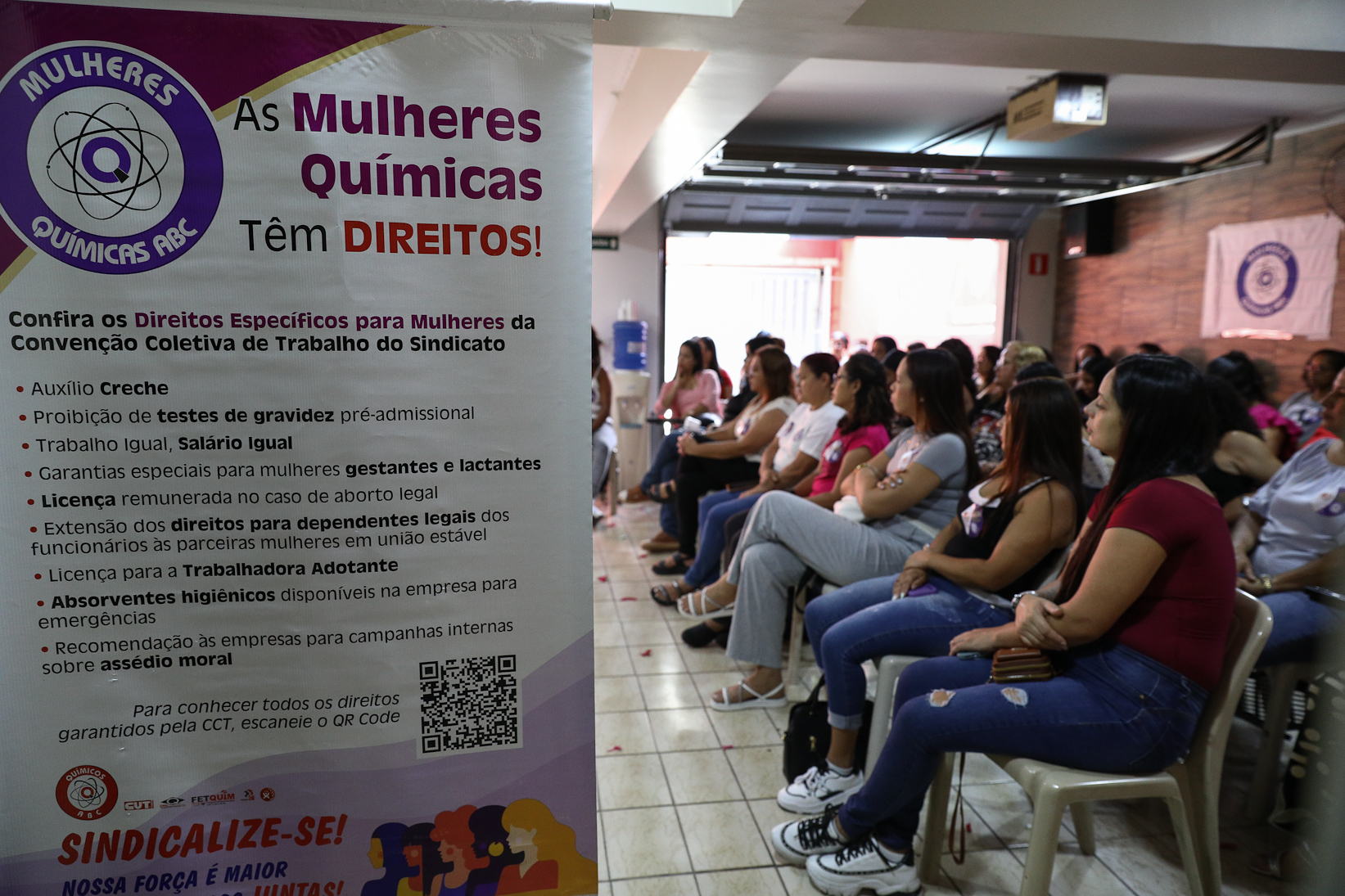 Roda de conversa entre as Mulheres Químicas do ABC com o tema; Combate á violência a mulher realizado na sede do Sindicato dos Químicos do BAC. Rua dos Brilhantes, 232 - Jardim Donini, Diadema/SP. Fotos Dino Santos. Brasil_20_03_2026.