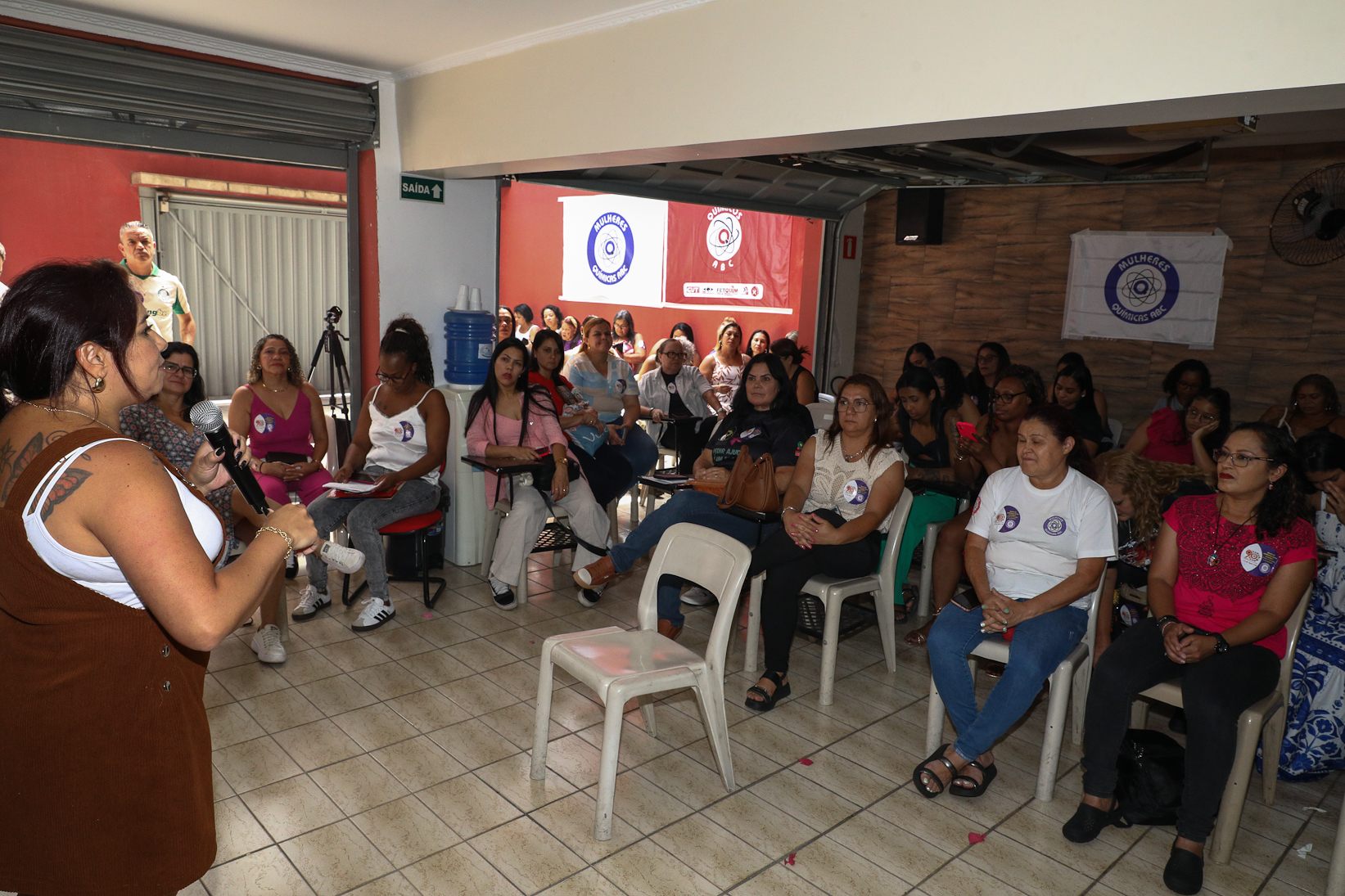 Roda de conversa entre as Mulheres Químicas do ABC com o tema; Combate á violência a mulher realizado na sede do Sindicato dos Químicos do BAC. Rua dos Brilhantes, 232 - Jardim Donini, Diadema/SP. Fotos Dino Santos. Brasil_20_03_2026.