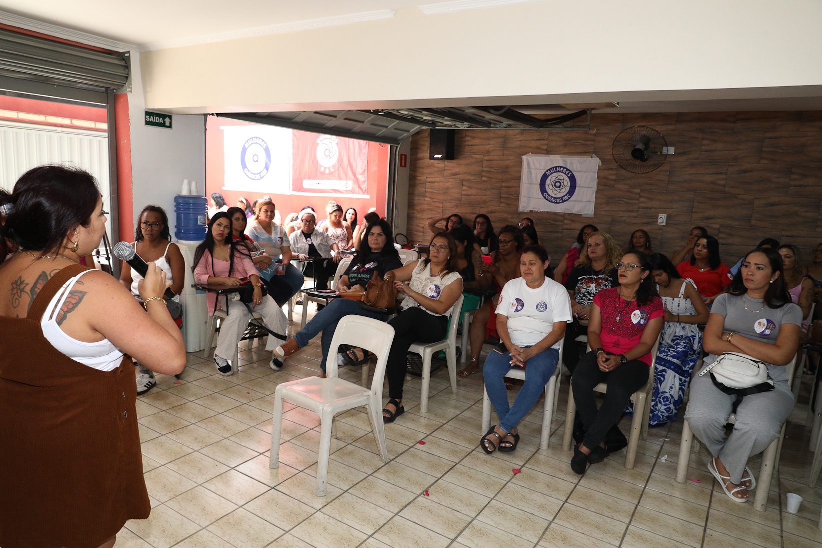 Roda de conversa entre as Mulheres Químicas do ABC com o tema; Combate á violência a mulher realizado na sede do Sindicato dos Químicos do BAC. Rua dos Brilhantes, 232 - Jardim Donini, Diadema/SP. Fotos Dino Santos. Brasil_20_03_2026.