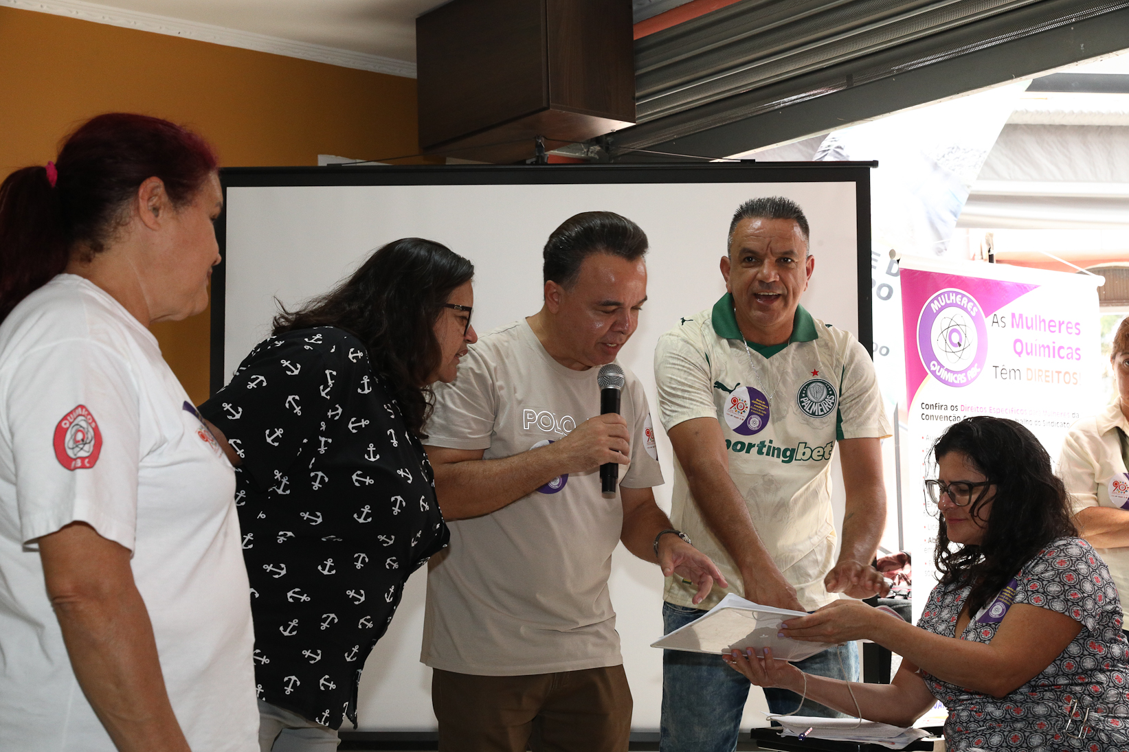 Roda de conversa entre as Mulheres Químicas do ABC com o tema; Combate á violência a mulher realizado na sede do Sindicato dos Químicos do BAC. Rua dos Brilhantes, 232 - Jardim Donini, Diadema/SP. Fotos Dino Santos. Brasil_20_03_2026.