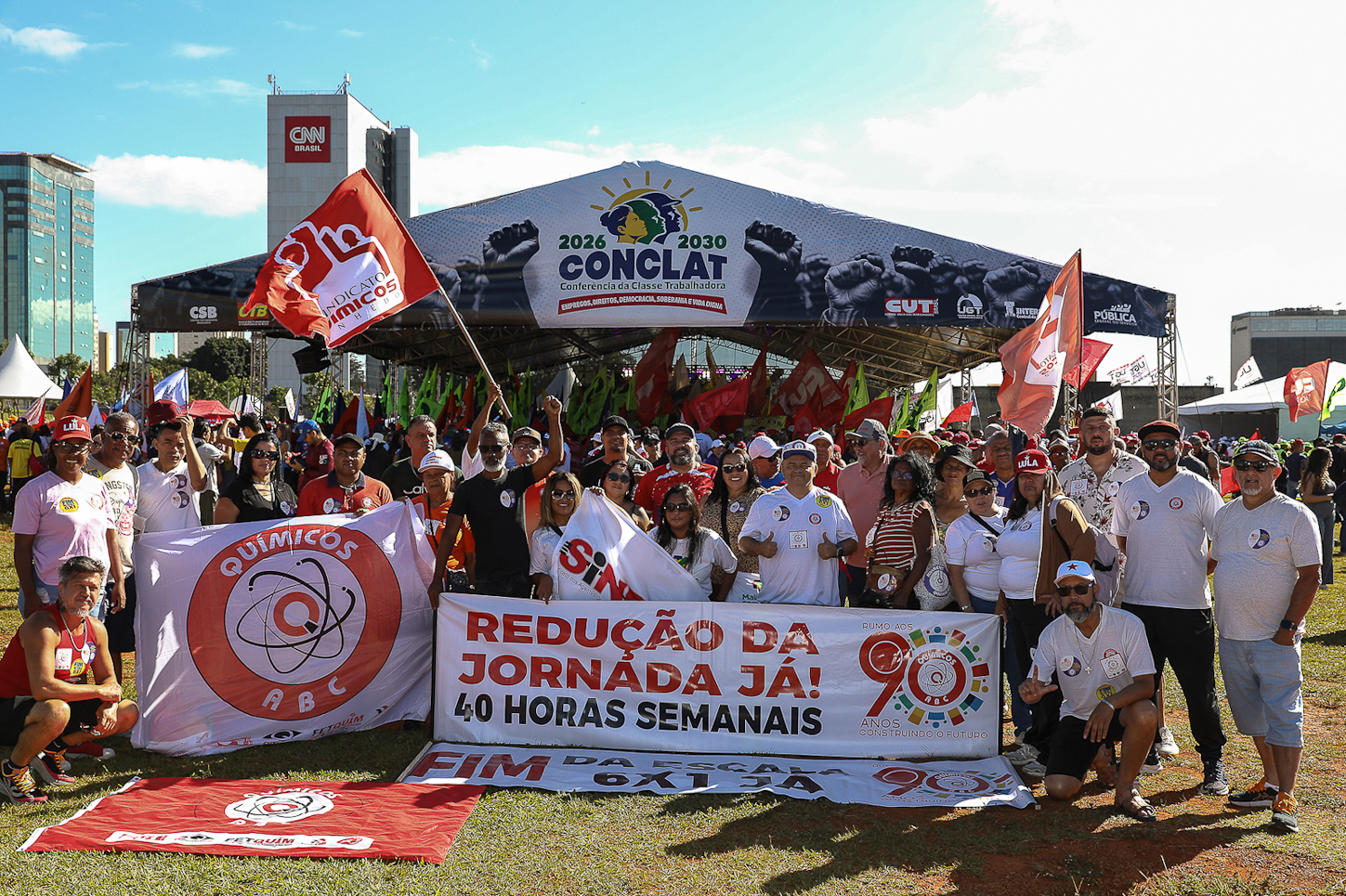 CONCLAT - Marcha da Classe Trabalhadora/DF concentração na Praça da Cidadania e macha até o espelho da água no Congresso. Fotos Dino Santos. Brasil_15_04_2026.