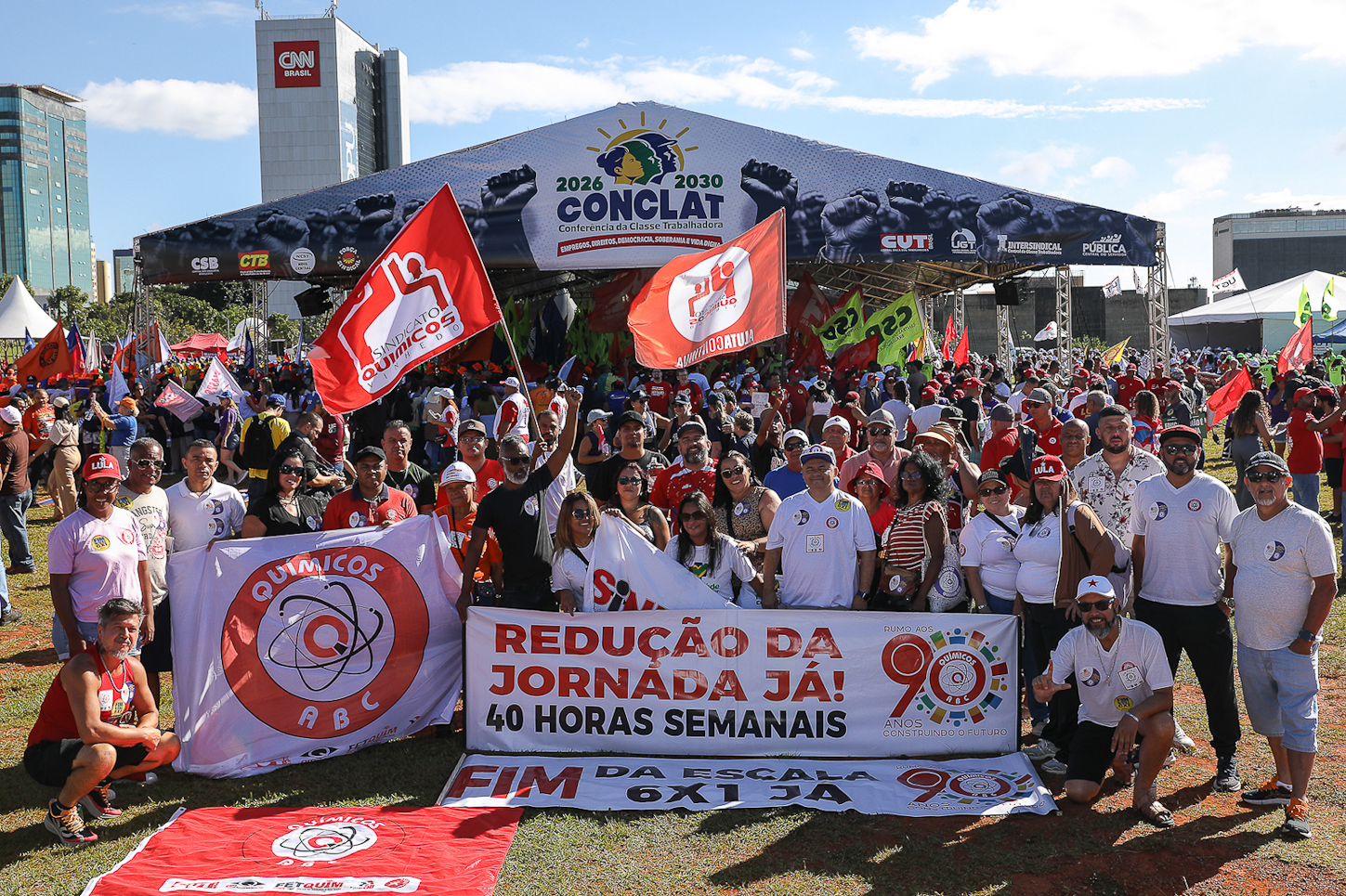 CONCLAT - Marcha da Classe Trabalhadora/DF concentração na Praça da Cidadania e macha até o espelho da água no Congresso. Fotos Dino Santos. Brasil_15_04_2026.