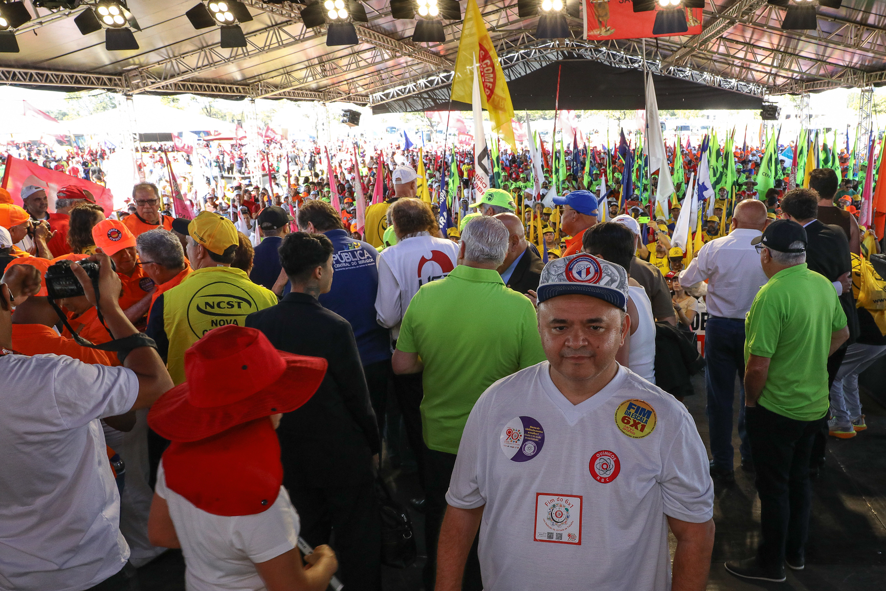 CONCLAT - Marcha da Classe Trabalhadora/DF concentração na Praça da Cidadania e macha até o espelho da água no Congresso. Fotos Dino Santos. Brasil_15_04_2026.