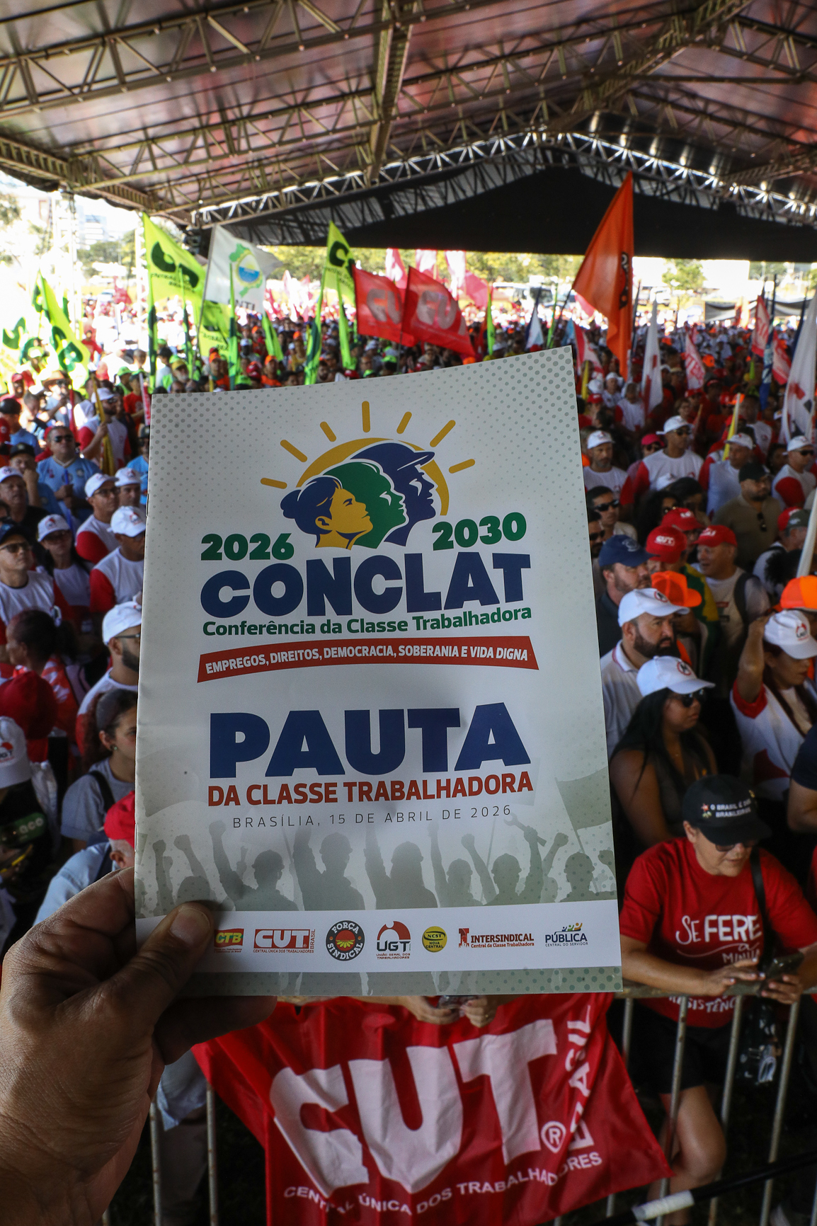 CONCLAT - Marcha da Classe Trabalhadora/DF concentração na Praça da Cidadania e macha até o espelho da água no Congresso. Fotos Dino Santos. Brasil_15_04_2026.