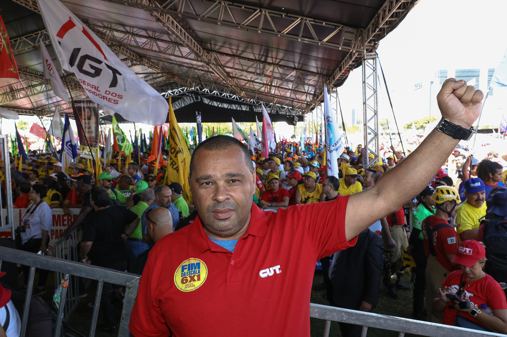 CONCLAT - Marcha da Classe Trabalhadora/DF concentração na Praça da Cidadania e macha até o espelho da água no Congresso. Fotos Dino Santos. Brasil_15_04_2026.