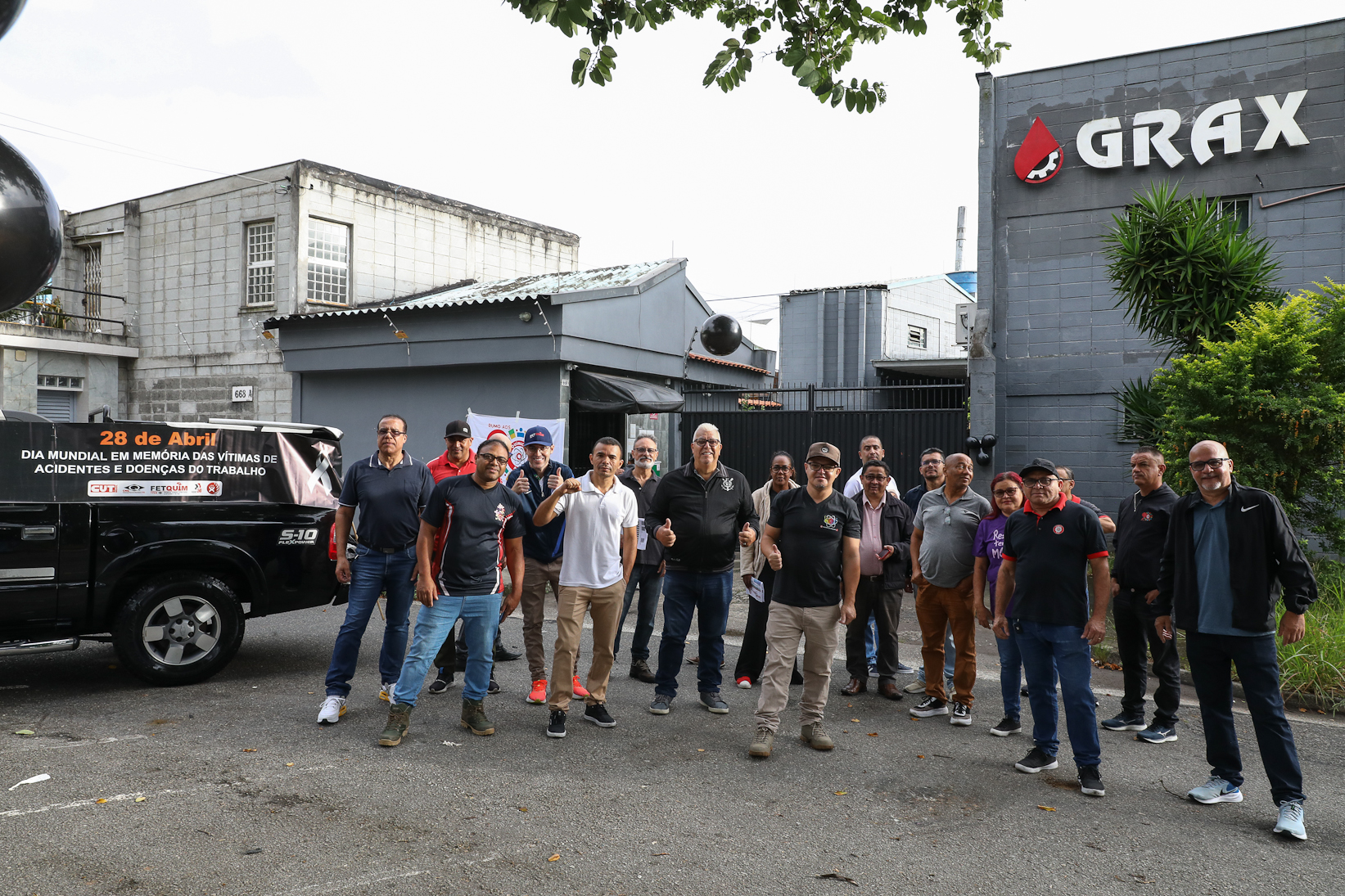 Ato em memória as vítimas de acidentes e doenças relacionadas ao trabalho na empresa GRAX Lubrificantes Especiais. Rua Zequinha de Abreu, 668 - Jd. Sonia Maria/Mauá-SP. Fotos Dino Santos. Brasil_28_04_2026. 