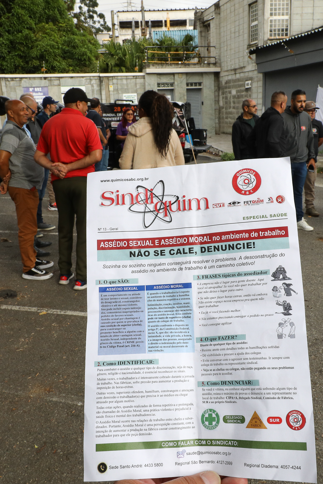 Ato em memória as vítimas de acidentes e doenças relacionadas ao trabalho na empresa GRAX Lubrificantes Especiais. Rua Zequinha de Abreu, 668 - Jd. Sonia Maria/Mauá-SP. Fotos Dino Santos. Brasil_28_04_2026. 