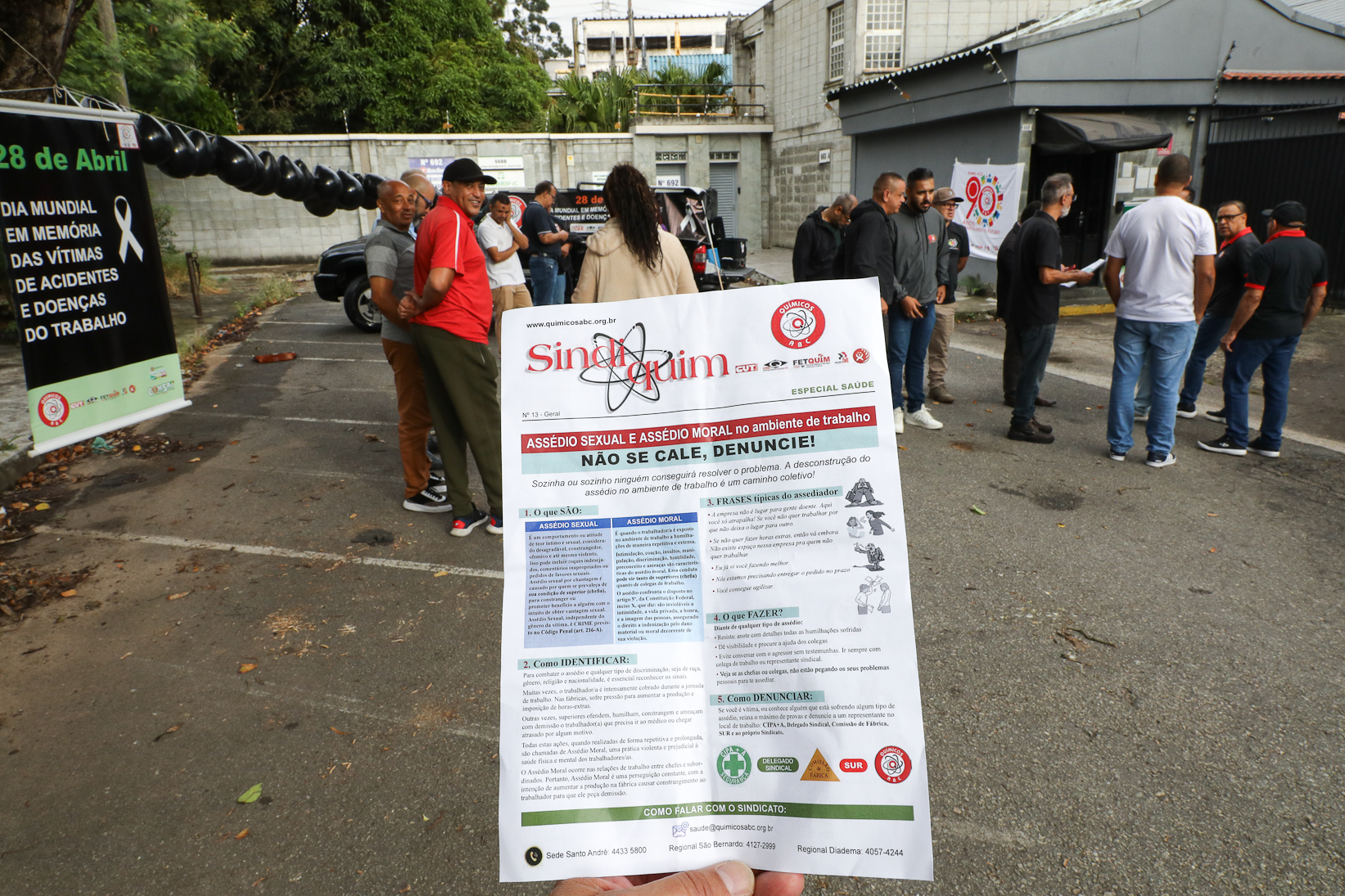 Ato em memória as vítimas de acidentes e doenças relacionadas ao trabalho na empresa GRAX Lubrificantes Especiais. Rua Zequinha de Abreu, 668 - Jd. Sonia Maria/Mauá-SP. Fotos Dino Santos. Brasil_28_04_2026. 