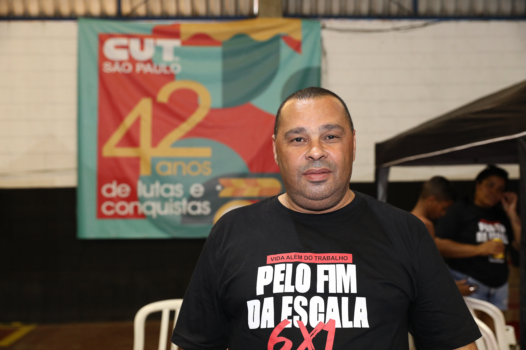 1º de maio realizado no Metal Clube em Osasco/SP por redução da jornada sem redução de salário, Redução da Jornada 6x1. Fotos Dino Santos. Brasil_01_05_2026.