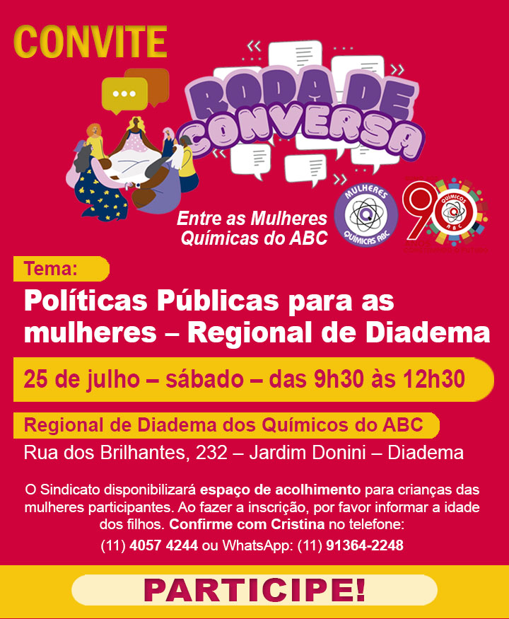 Próxima Roda de Conversa entre mulheres químicas será dia 25. Participe!
