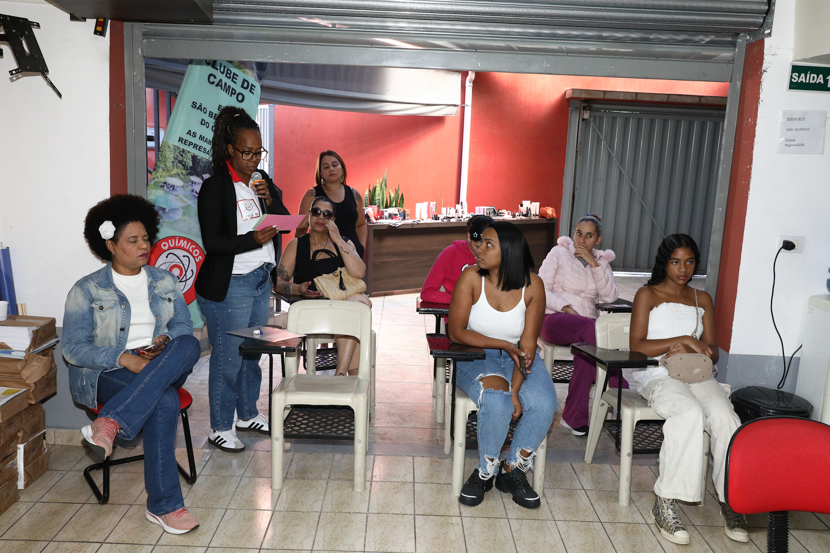 Roda de conversa com as mulheres da categoria Química do ABC sobre políticas públicas com a vereadora Ana Nice realizado na regional de Diadema. Fotos Dino Santos. Brasil_01_08_2026.